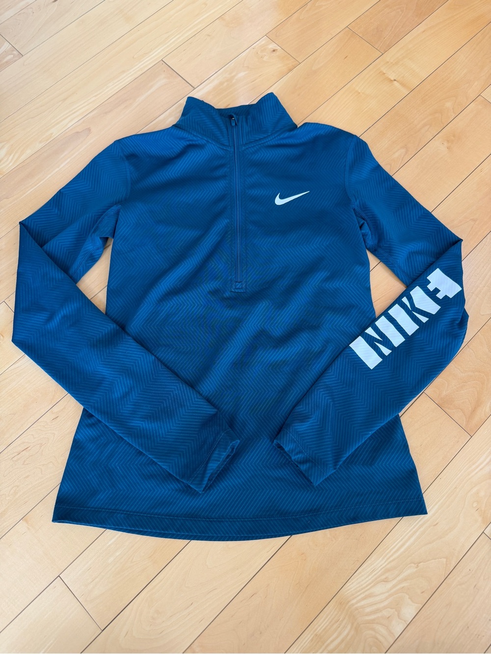 Nike Navy Blue Half-Zip Athletic Top with White Logo Small Women’s